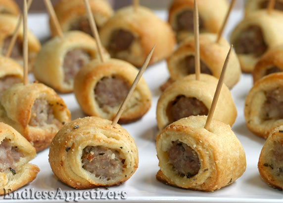 Cheese and Sausage Croissant Bites