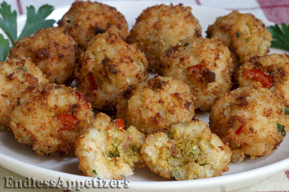 Pesto Stuffed Crab Balls