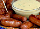 Little Smoked Sausages with Dijon Cheese Dip